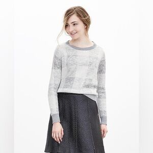 Banana Republic Buffalo Check Sweater Cotton/Mohair Blend | Size Petite Medium